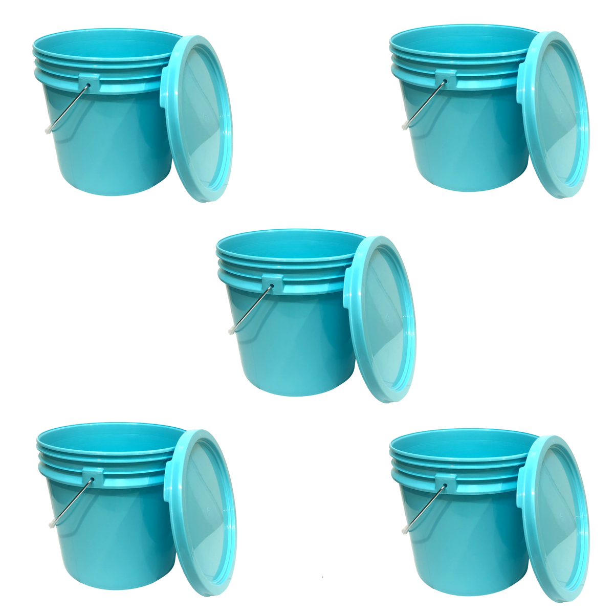3.5 Gallon Bucket with Lid - Durable All Purpose Pail Food Safe, BPA Free, Commercial Grade (Aqua, 1)