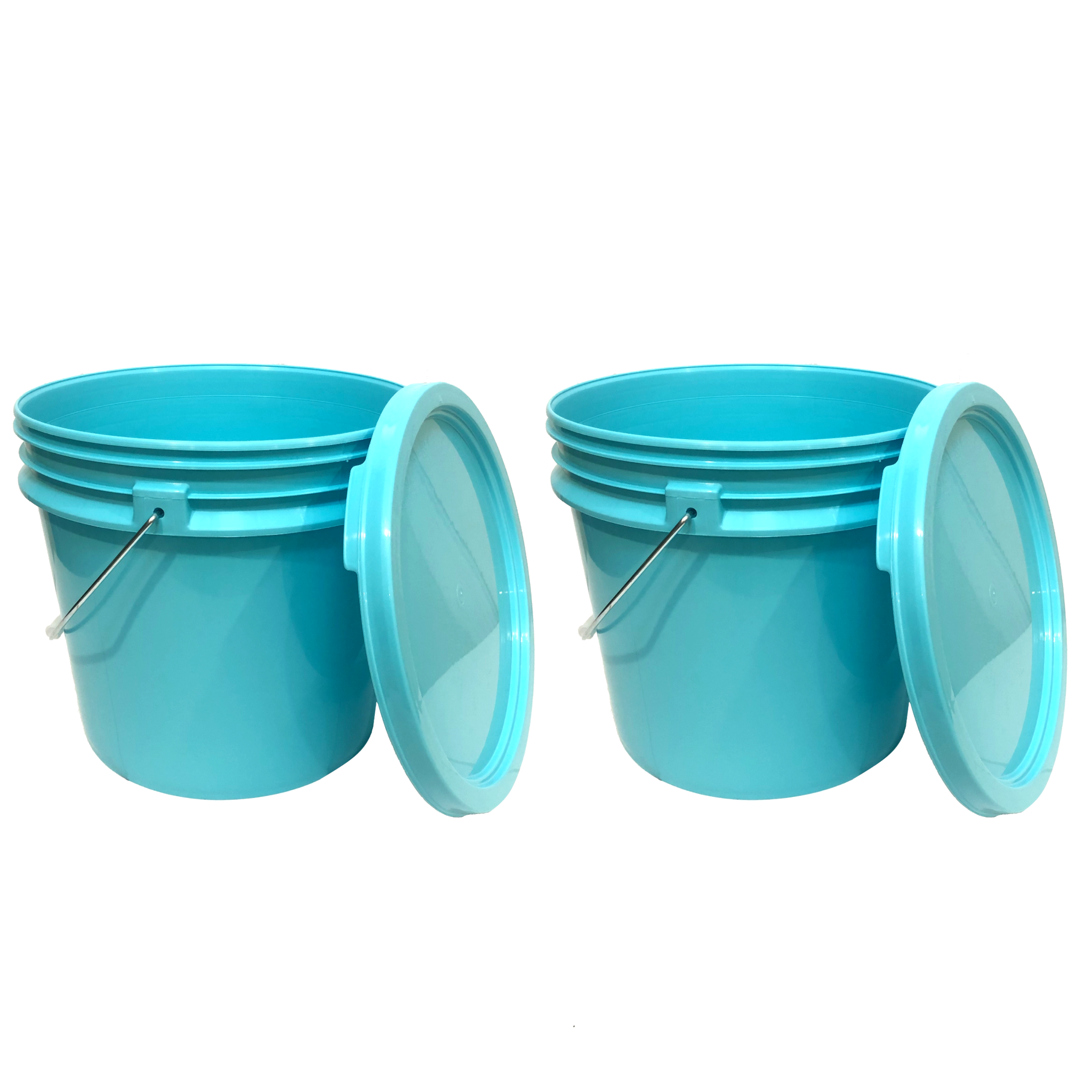 Bucket - 3.5 Gallon Bucket Metal Handle with lid, Aqua Blue color