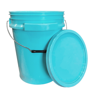 iSmart Bucket - 5 Gallon Metal Handle Bucket with Lid, Aqua Blue Color