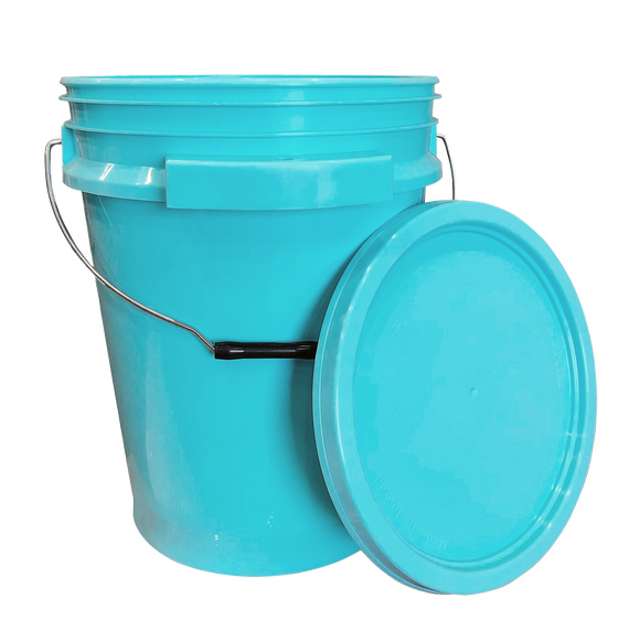 iSmart Bucket - 5 Gallon Metal Handle Bucket with Lid, Aqua Blue Color